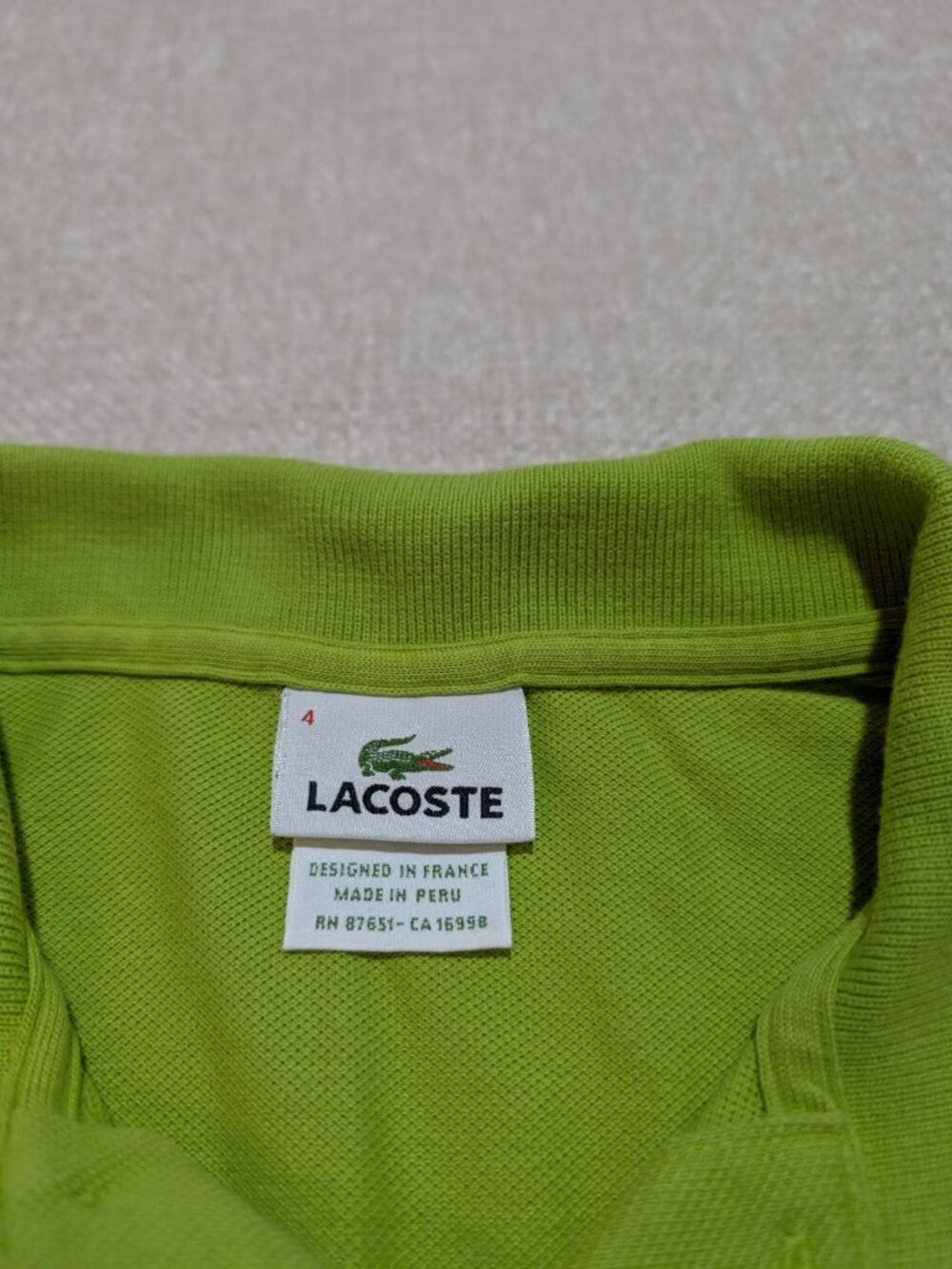 Lacoste Men’s Green Long Sleeve Cotton Pique Polo Shirt Size 4 Medium - Picture 4 of 9